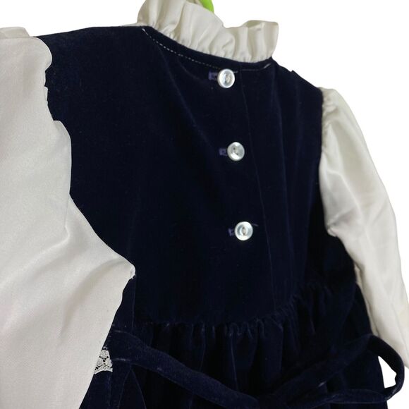 Vtg Sears Winnie the Pooh Dress Girls 4 Disney Ruffle Prairie Lace Velour Lace - Picture 9 of 15